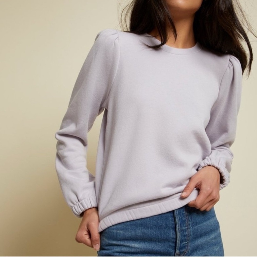 Nation LTD Daryl Violet long sleeve fleece puff shoulder sweatshirt